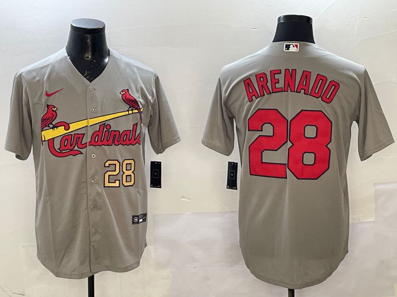 Men St.Louis Cardinals #28 Arenado Grey Game 2025 Nike MLB Jersey style 1
